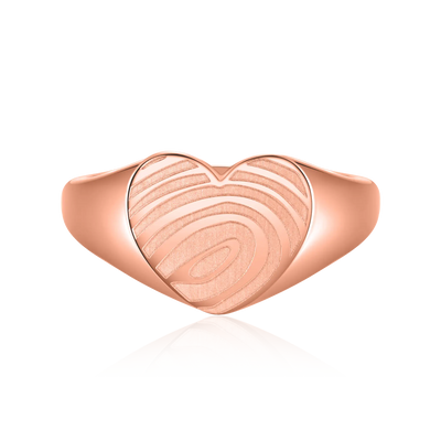 Custom Heart Signet Ring - Fingerprint