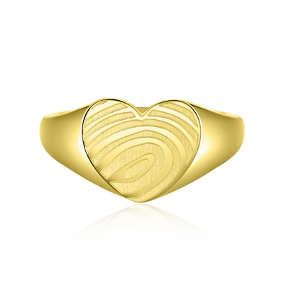 Custom Heart Signet Ring - Fingerprint
