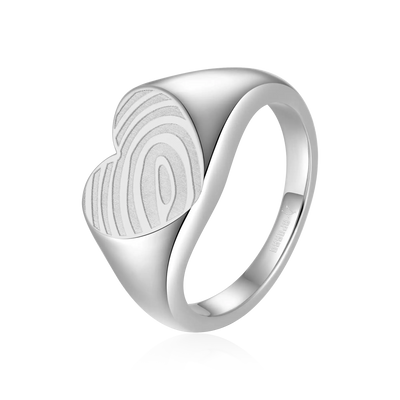 Custom Heart Signet Ring - Fingerprint
