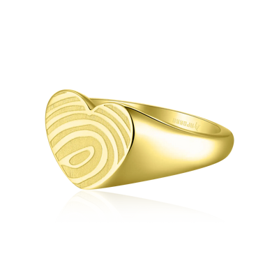 Custom Heart Signet Ring - Fingerprint
