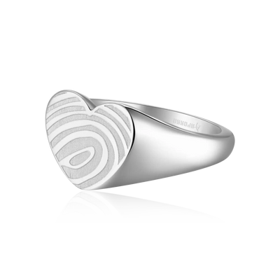 Custom Heart Signet Ring - Fingerprint