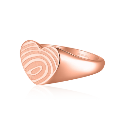 Custom Heart Signet Ring - Fingerprint