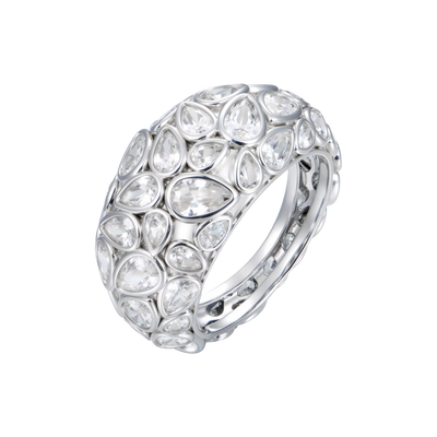 Moissanite Brilliance Teardrop Pavé Ring
