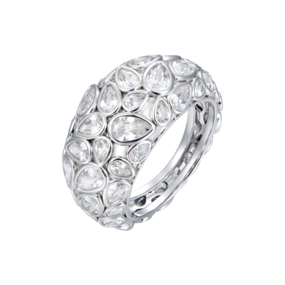 Moissanite Brilliance Teardrop Pavé Ring