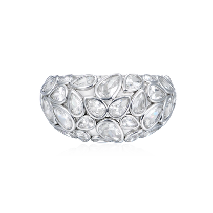 Moissanite Brilliance Teardrop Pavé Ring