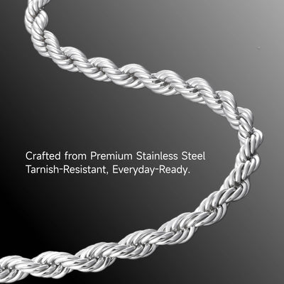 Rope Chain With Iced Clasp - 6mm