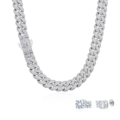 Boss Cuban Chain + Twin Round Stud Earring Set