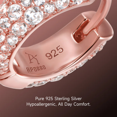 S925 Round Paved Hoop Earrings - Rose gold