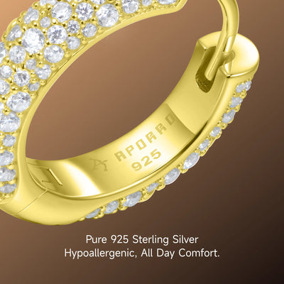 Moissanite S925 Round Paved Hoop Earrings - Medium