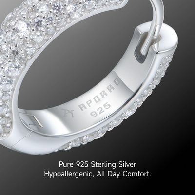 Moissanite S925 Round Paved Hoop Earrings - Medium