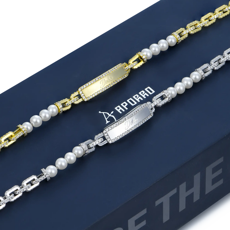 Custom Pearl Name Tag Bracelet - 5mm