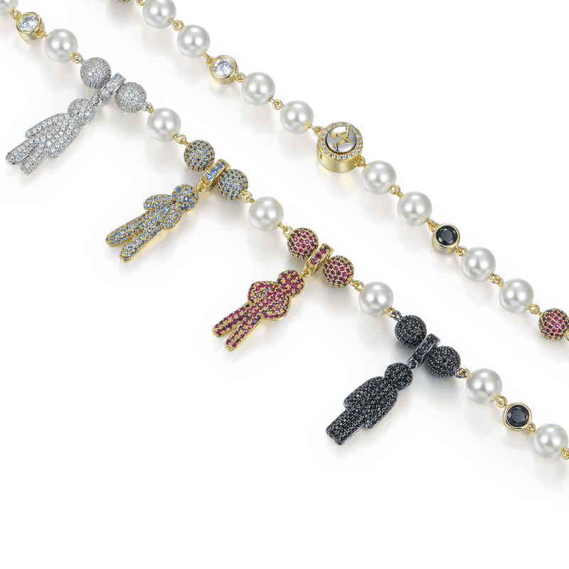 Iced Pearl Black Detachable Custom Chain - APORRO