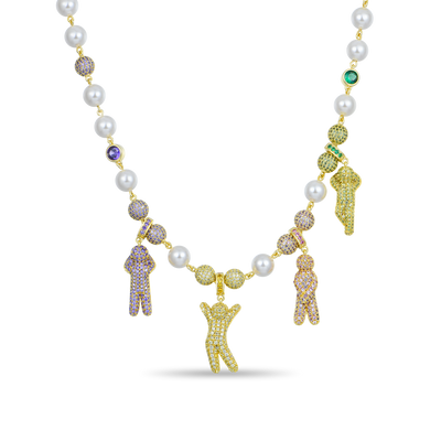 Iced Pearl Green&Black Detachable Custom Chain