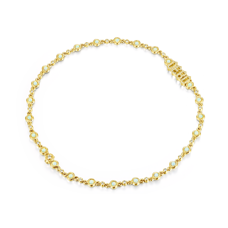 8MM Gothic Font Opal Custom Necklace