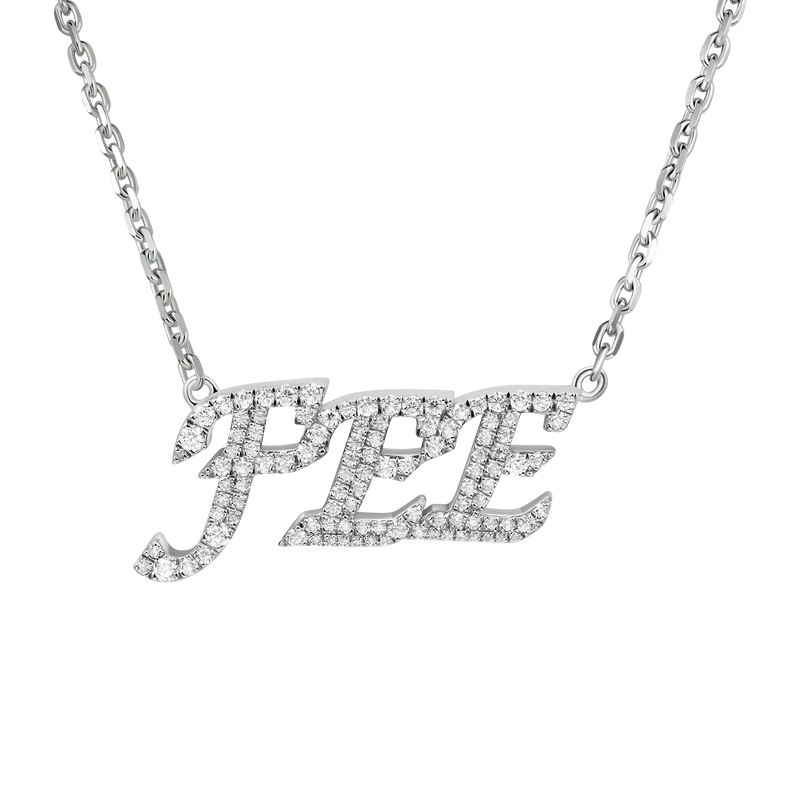14K & White Gold Cursive Letter Custom Name Necklace - Female Custom Jewelry - APORRO