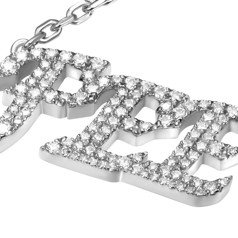 14K & White Gold Cursive Letter Custom Name Necklace - Female Custom Jewelry - APORRO