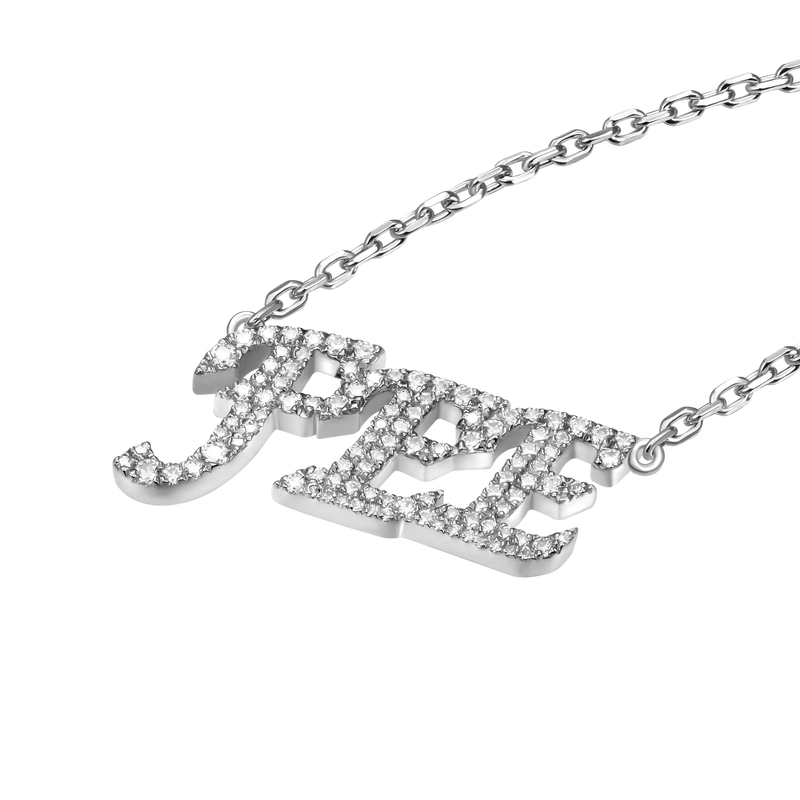 14K & White Gold Cursive Letter Custom Name Necklace - Female Custom Jewelry - APORRO
