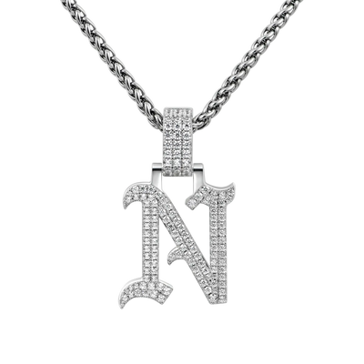Custom Moissanite Old English Name Pendant