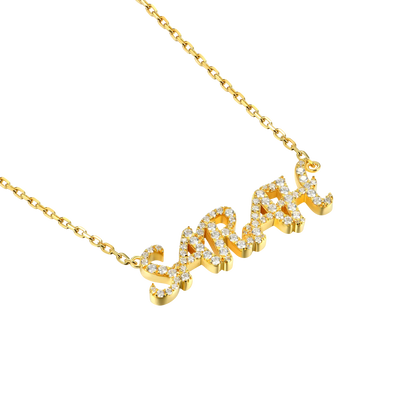 Custom 14k Gold Moissanite Cursive Letter Name Necklace
