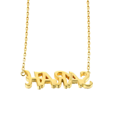 Custom 14k Gold Moissanite Cursive Letter Name Necklace