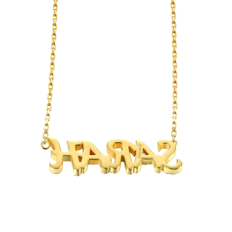 14K & White Gold Cursive Letter Custom Name Necklace - Female Custom Jewelry - APORRO