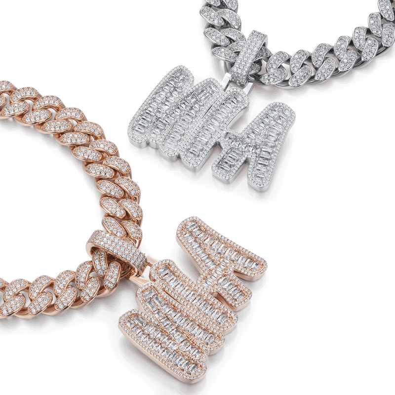 Custom Emerald Cut Romantic Font Pendant - APORRO