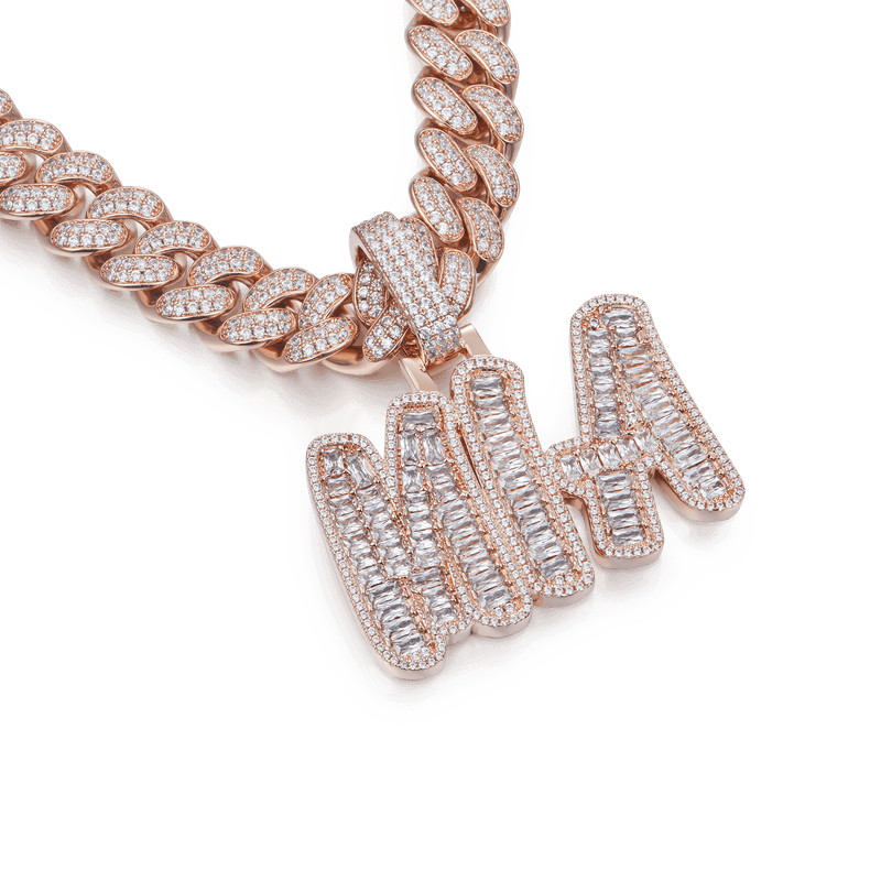 Custom Emerald Cut Romantic Font Pendant - APORRO
