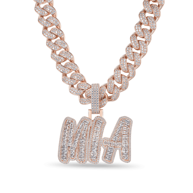 Custom Emerald Cut Romantic Font Pendant - APORRO