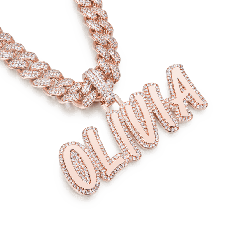 Custom Gold Romantic Font Pendant - APORRO