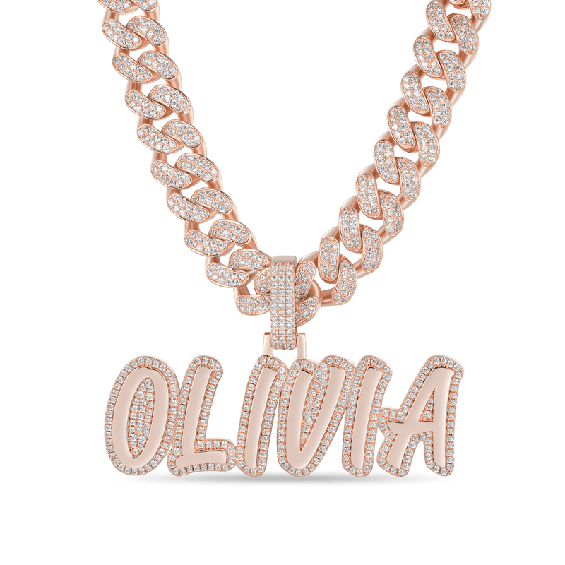 Custom Gold Romantic Font Pendant - APORRO