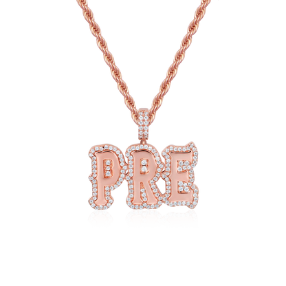 Custom Moissanite Bosox Font Pendant - 15mm Height