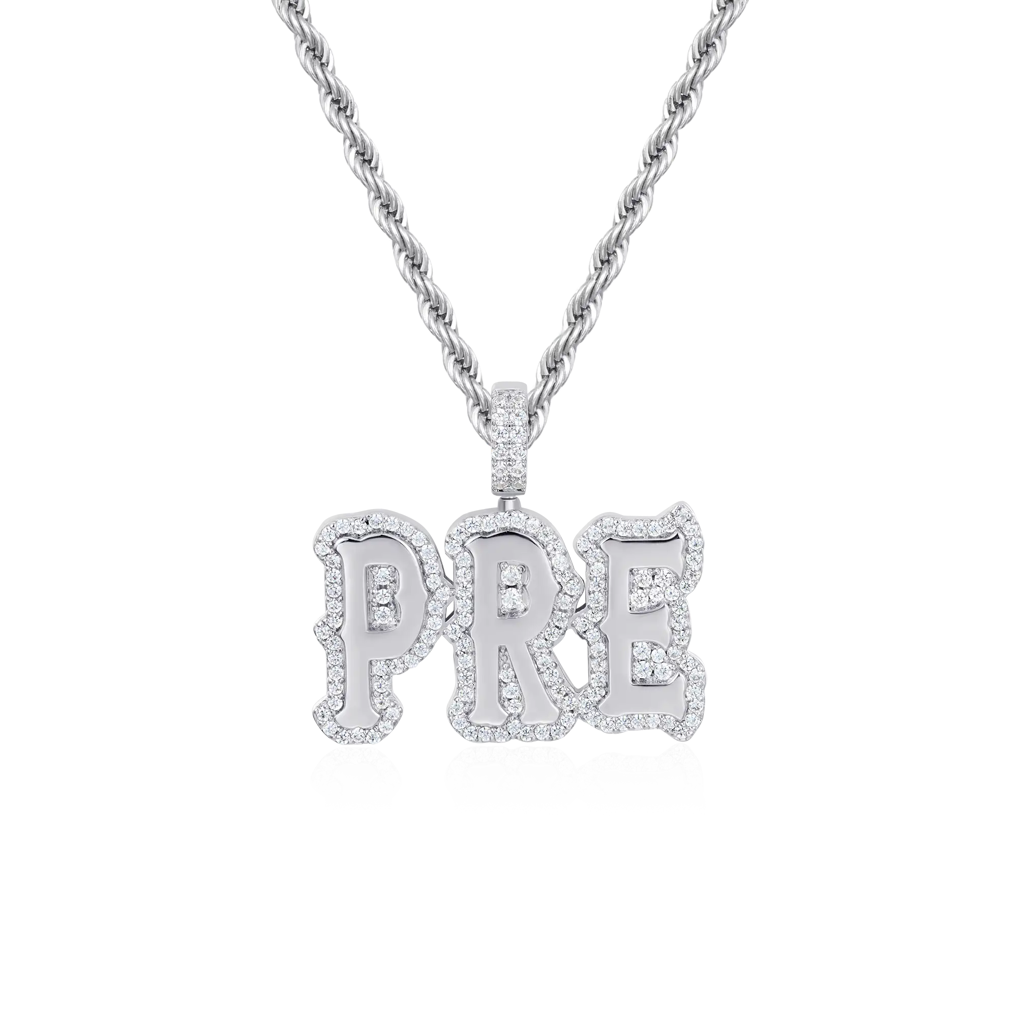 Custom Moissanite Bosox Font Pendant - 15mm Height