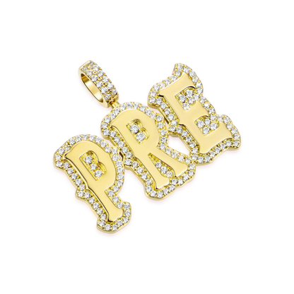 Custom Moissanite Bosox Font Pendant - 15mm Height