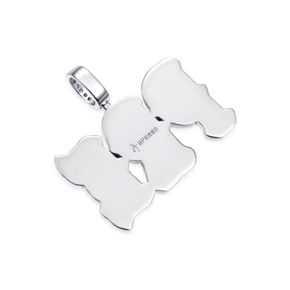 Custom Moissanite Bosox Font Pendant - 15mm Height