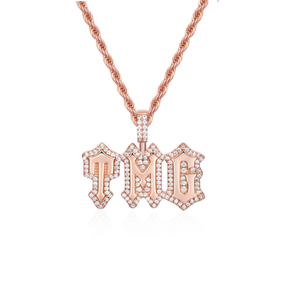 Custom Moissanite Gothic Font Pendant - 15mm Height