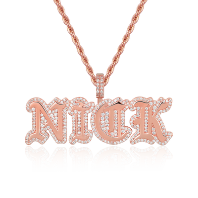 Custom Mini Old English Font Pendant