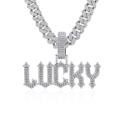 Custom Moissanite Gothic Name Pendant