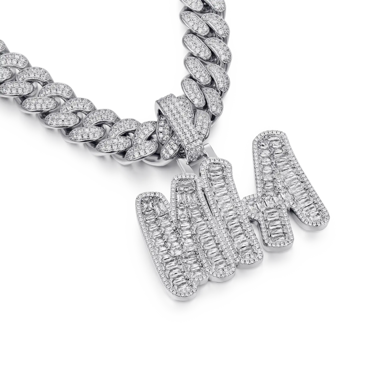 Custom Emerald Cut Romantic Font Pendant - APORRO