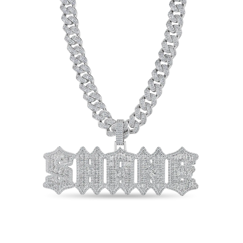 Custom Emerald Cut Gothic Font Pendant