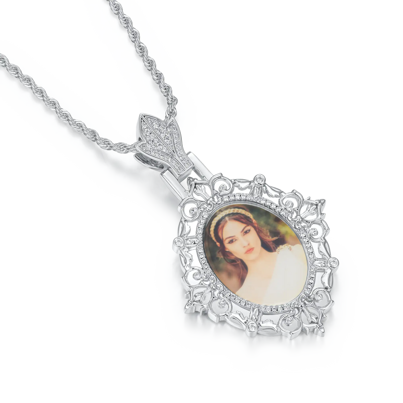 Custom Greek Pattern Vintage Oval Photo Pendant