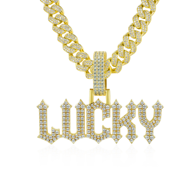 Custom Moissanite Gothic Name Pendant