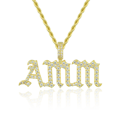 Custom Old English Font Pendant - 12mm Height