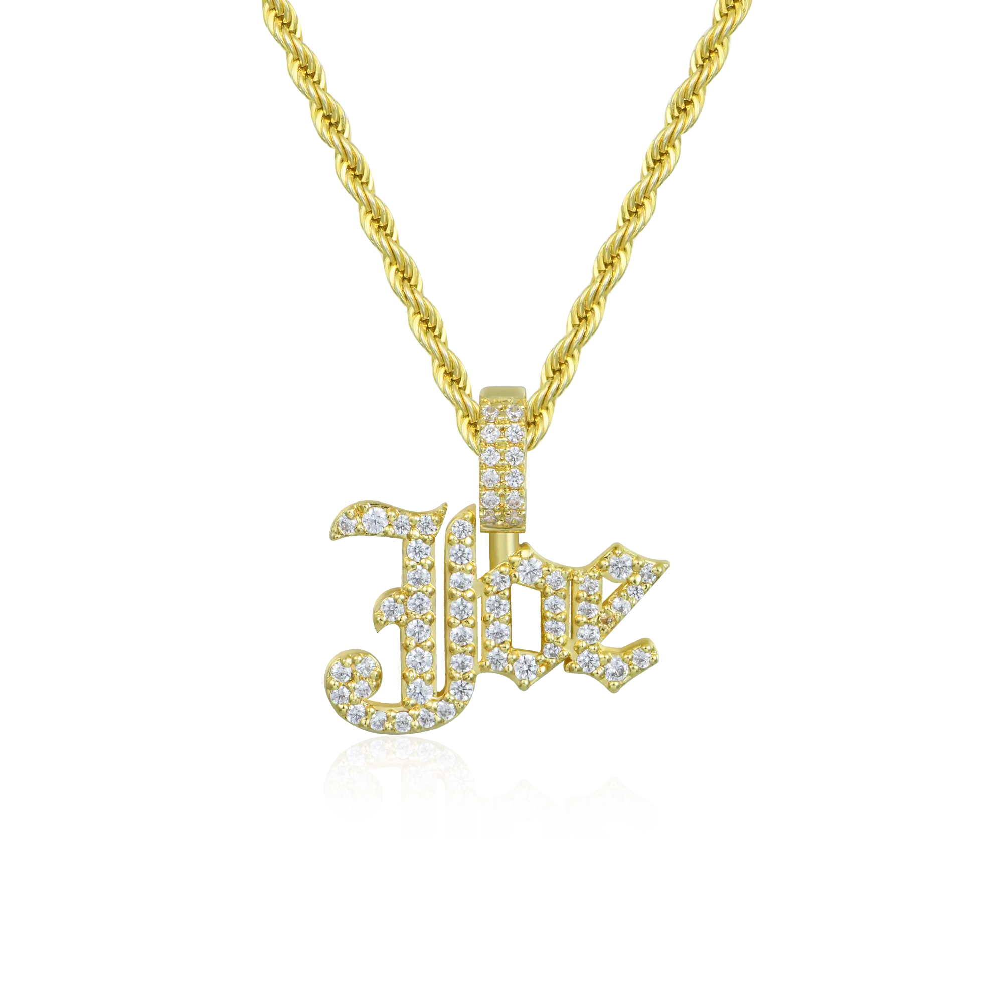 Custom Capital Old English Font Pendant - 12mm Height