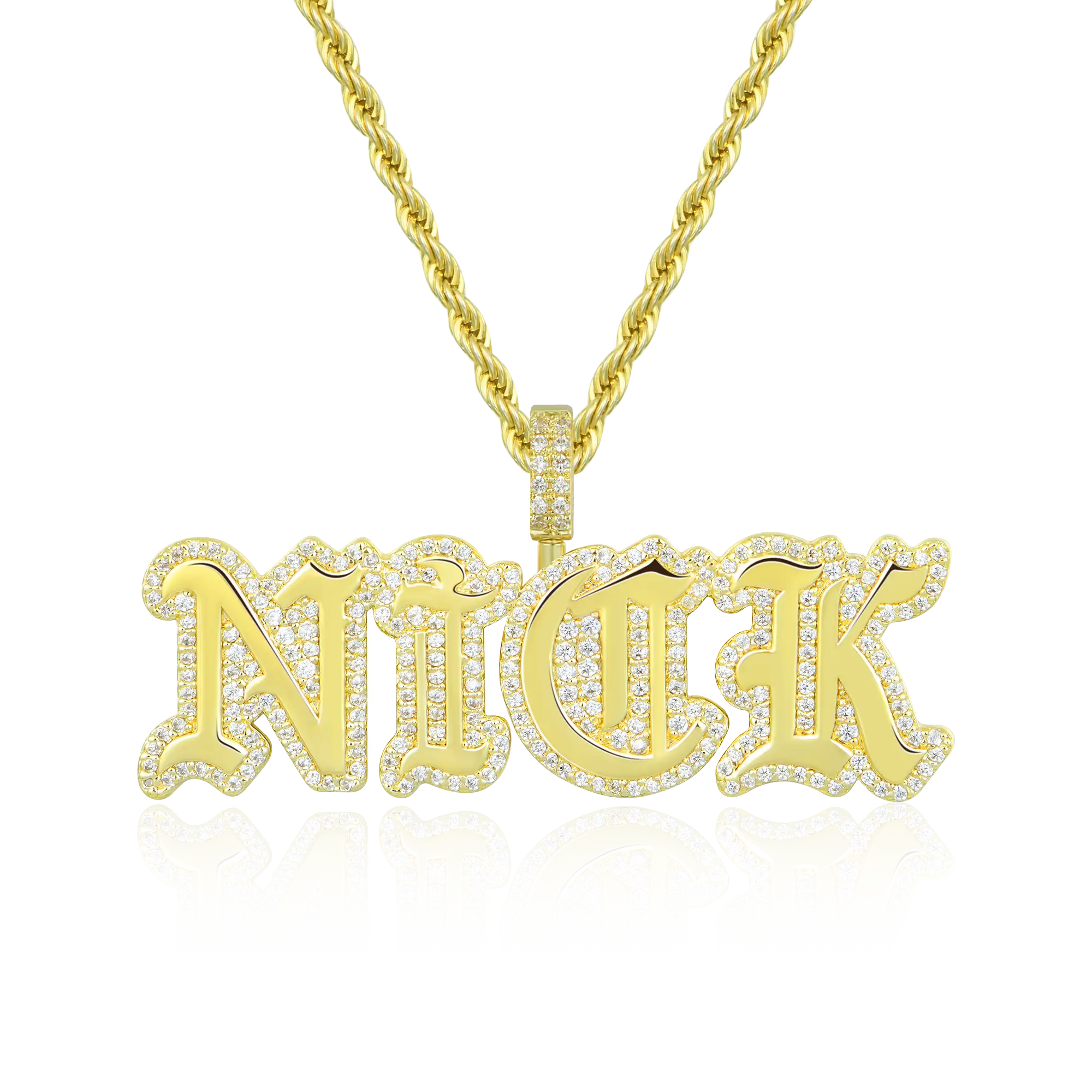 Custom Capital Old English Font Pendant - 15mm Height