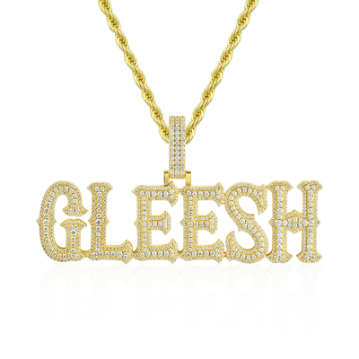 Custom Moissanite Bosox Font/Number Gold Name Pendant - Rose Gold