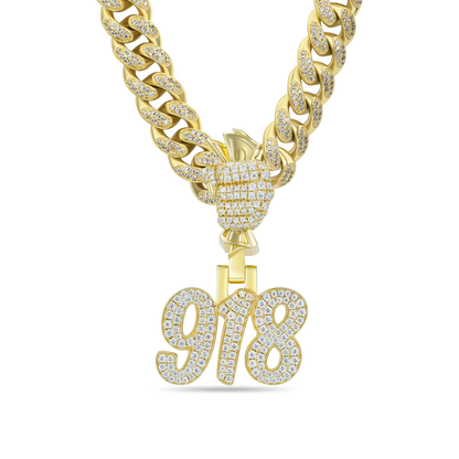 Custom Moissanite Bosox Font/Number Gold Name Pendant