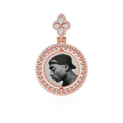 Custom Round Encrusted Photo Pendant
