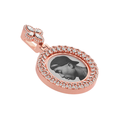 Custom Round Encrusted Photo Pendant