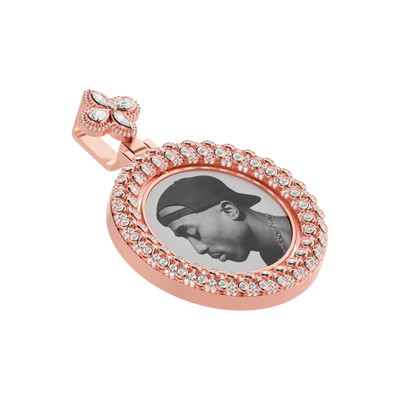 Custom Round Encrusted Photo Pendant