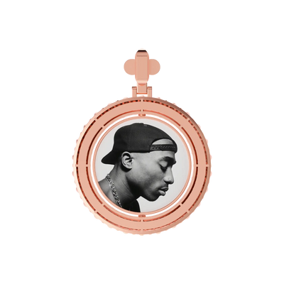 Custom Round Encrusted Photo Pendant